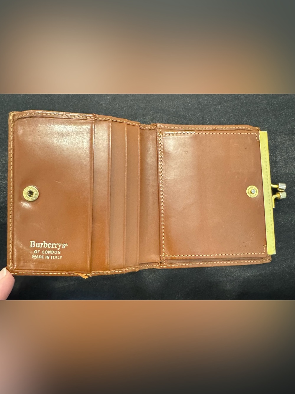 Burberry Beige Plaid Leather Trim Unisex Coin Wallet - Picture 6 of 6